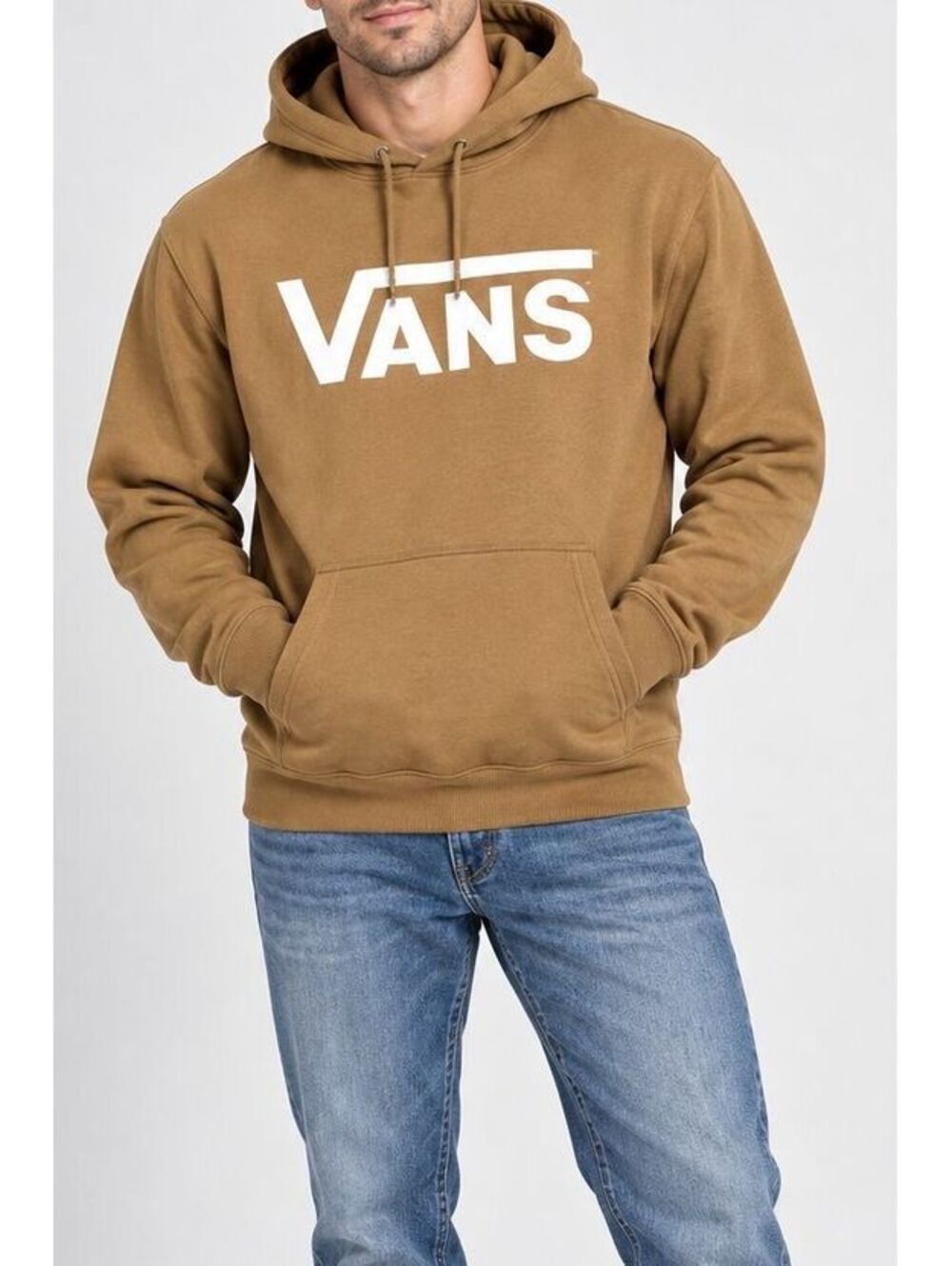 Vans Hoodie Mens Small Brown Tan Pullover Sweatshirt Skate Streetwear Logo